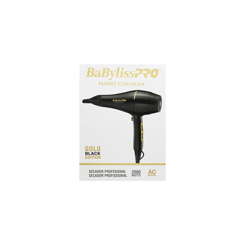 SECADOR DE PELO BABYLISSPRO NANO TITANIUM GOLD BLACK B6176 - 2