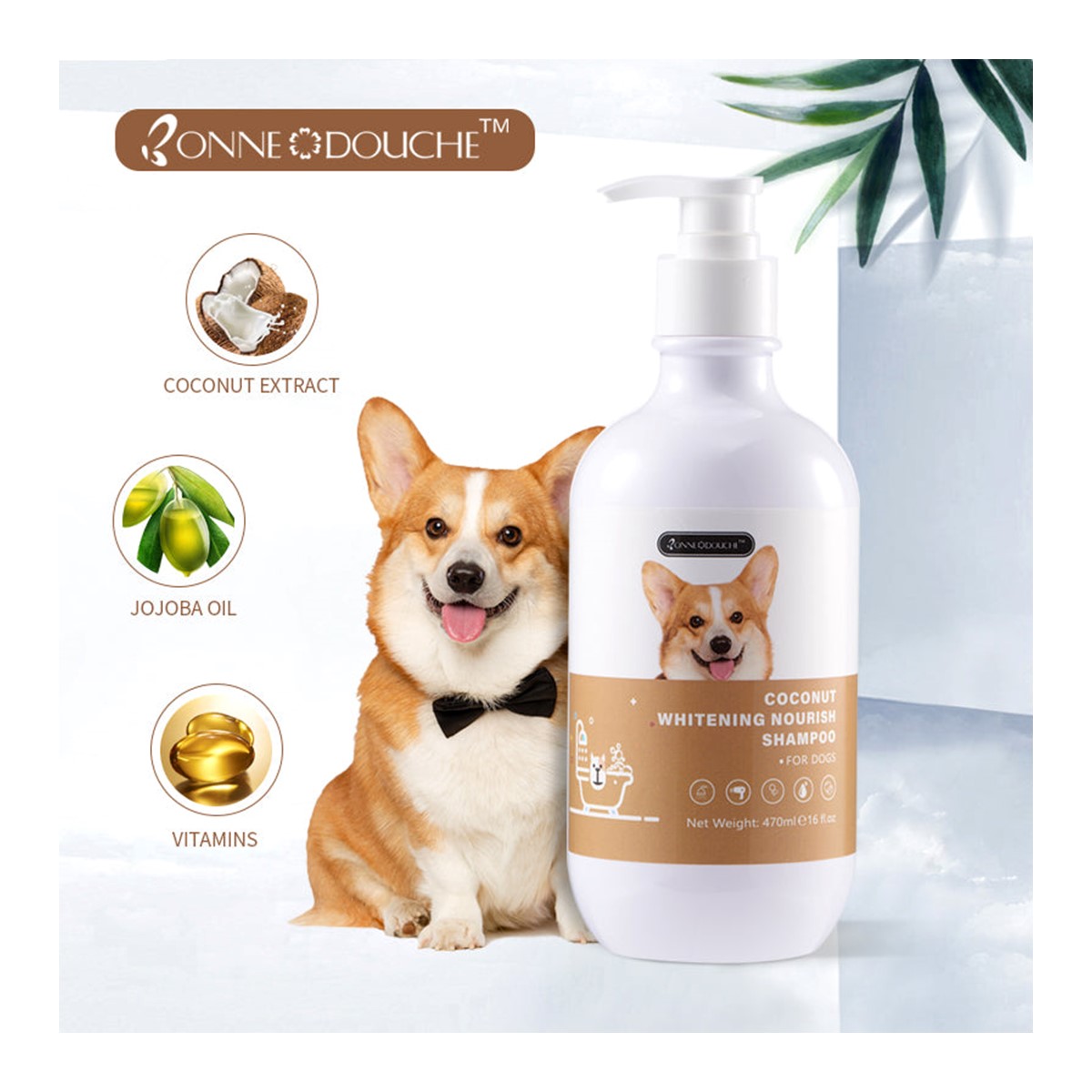 SHAMPOO PERROS NUTRITIVO BLANQUEADOR COCO 470 ML - 2
