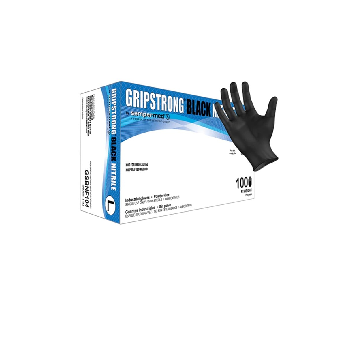 GUANTES NEGRO DESCARTABLES ANTIDESLIZANTES GRIPSTRONG REFORZADO - 1