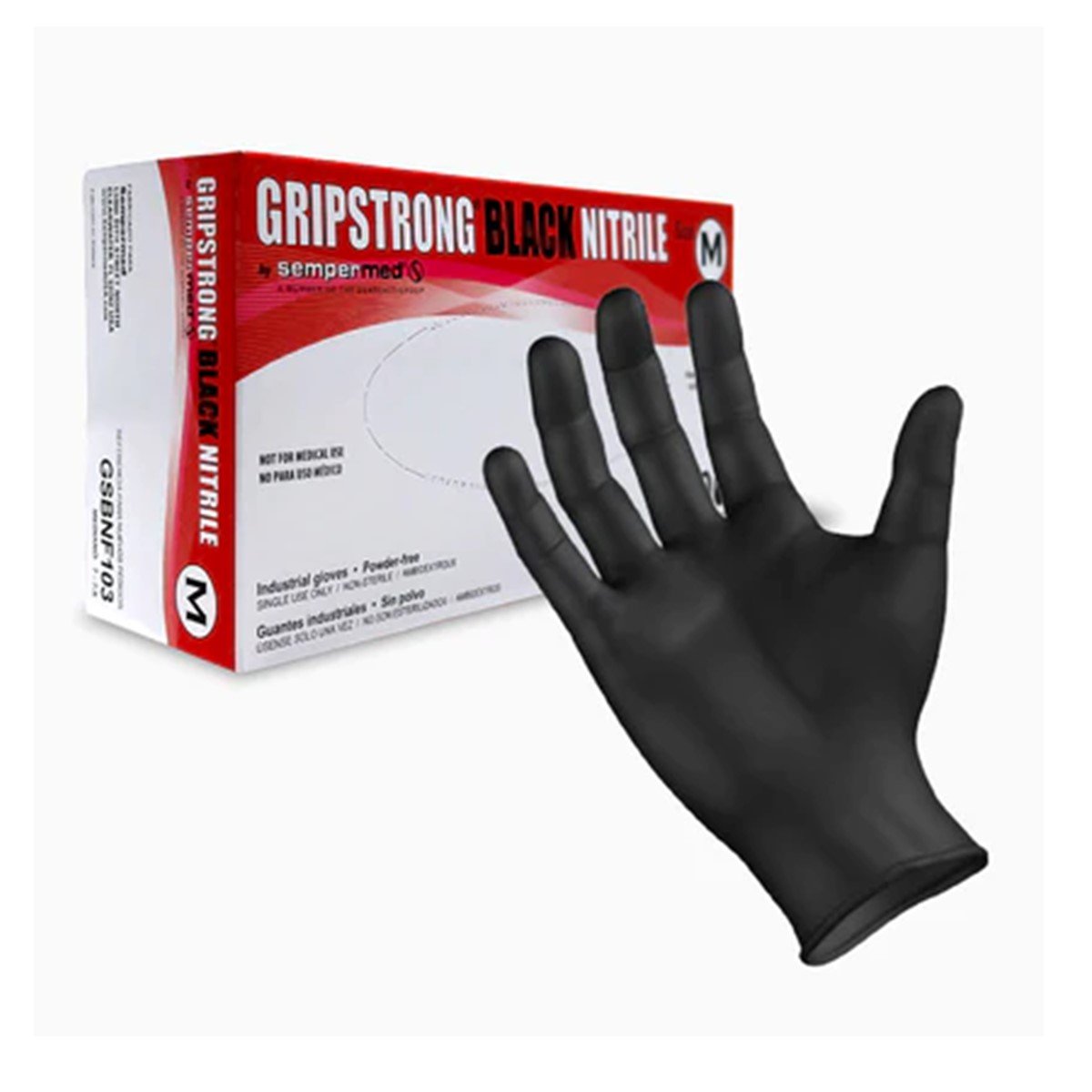 GUANTES NEGRO DESCARTABLES ANTIDESLIZANTES GRIPSTRONG REFORZADO - 2
