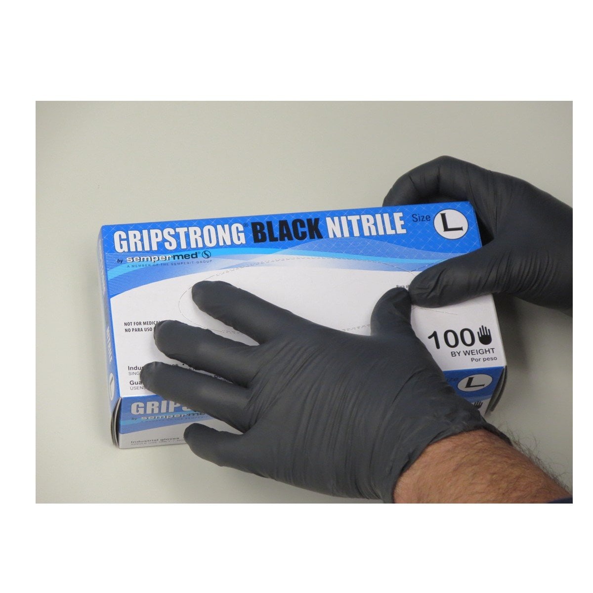 GUANTES NEGRO DESCARTABLES ANTIDESLIZANTES GRIPSTRONG REFORZADO - 4