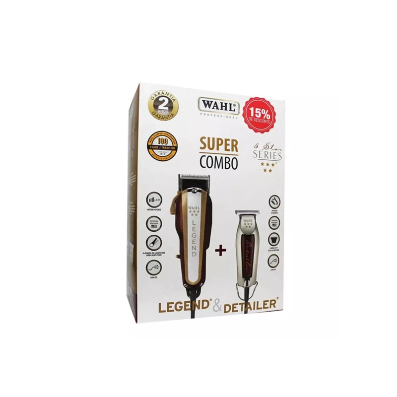 MÁQUINA AFEITAR WAHL BARBER COMBO LEGEND + DETAILER PATILLERA TRIMMER 1 VELOCIDAD - 3