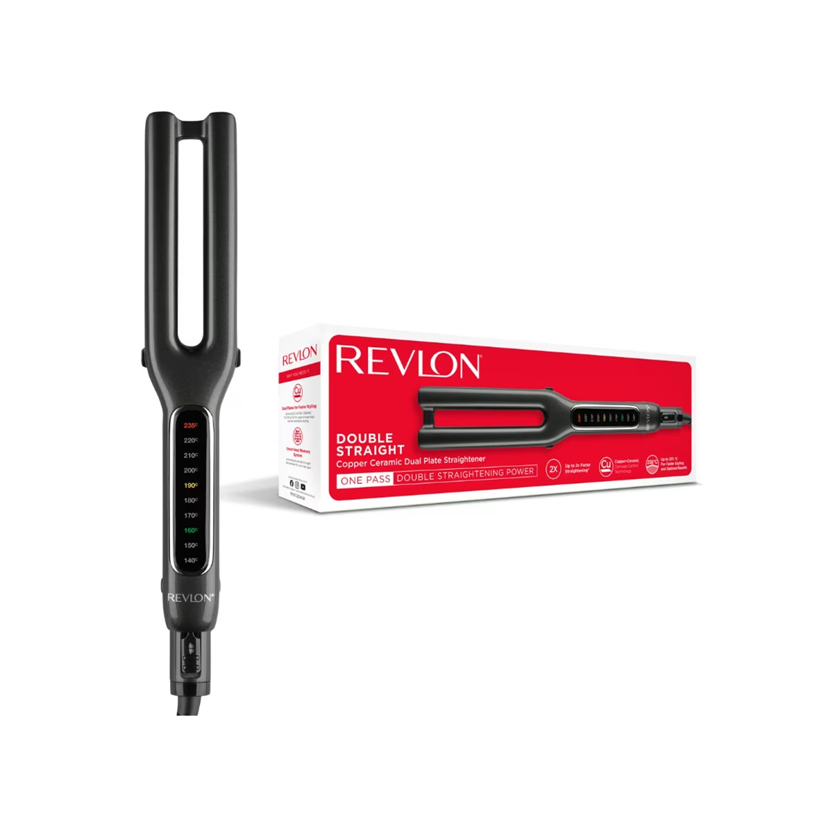REVLON PLANCHA DE PELO DE DOBLE PLACA DE COBRE Y CERÁMICA RECTA - 2