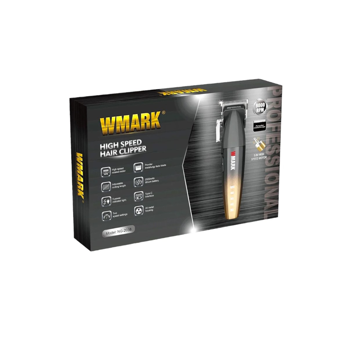 MAQUINA DE CORTADORA DE PELO WMARK NG 2038 9000 RPM DORADO - 2
