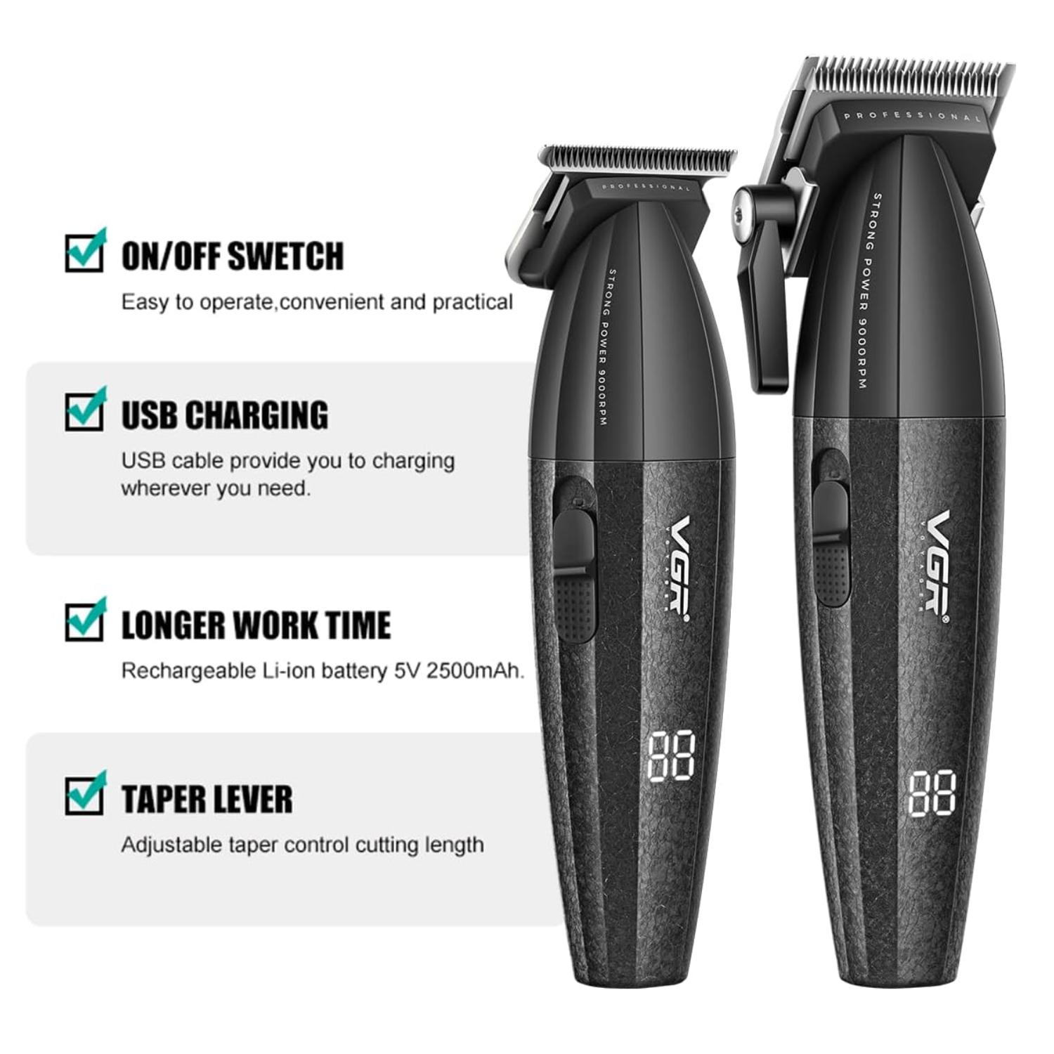 BARBER COMBO VGR PROFESIONAL V640 CLIPPER Y TRIMMER 9000RPM - 6