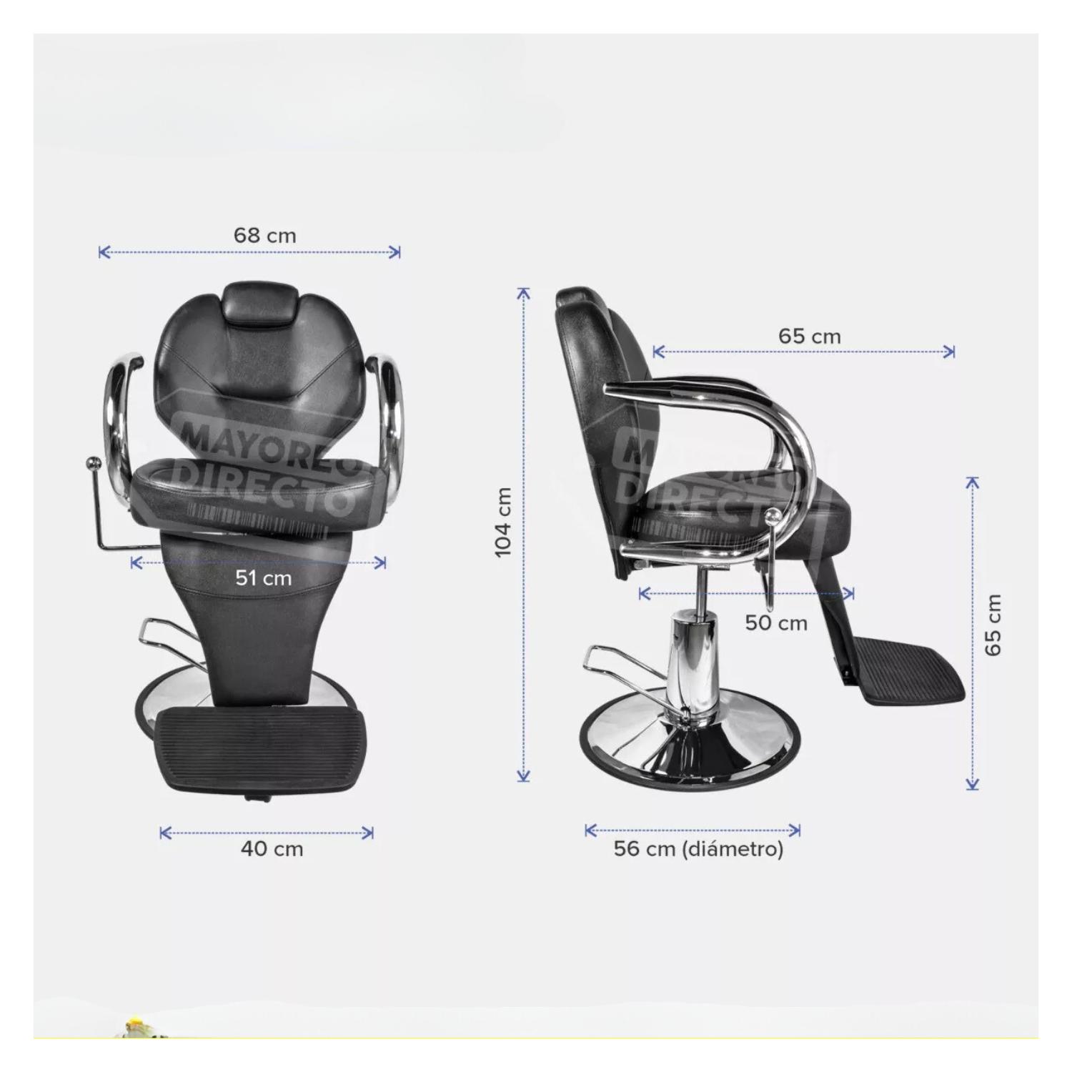 SILLÓN DE BARBERO BLING XL BLACK RECLINABLE E HIDRÁULICO - 3