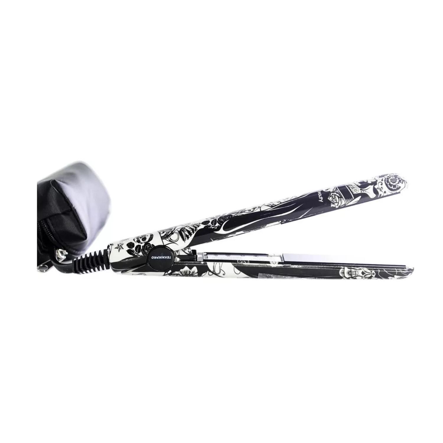 PLANCHA ALISADORA DE VIAJE TEKNIKPRO MINI TATOO 17 CM +BOLSO - BLANCO - 2