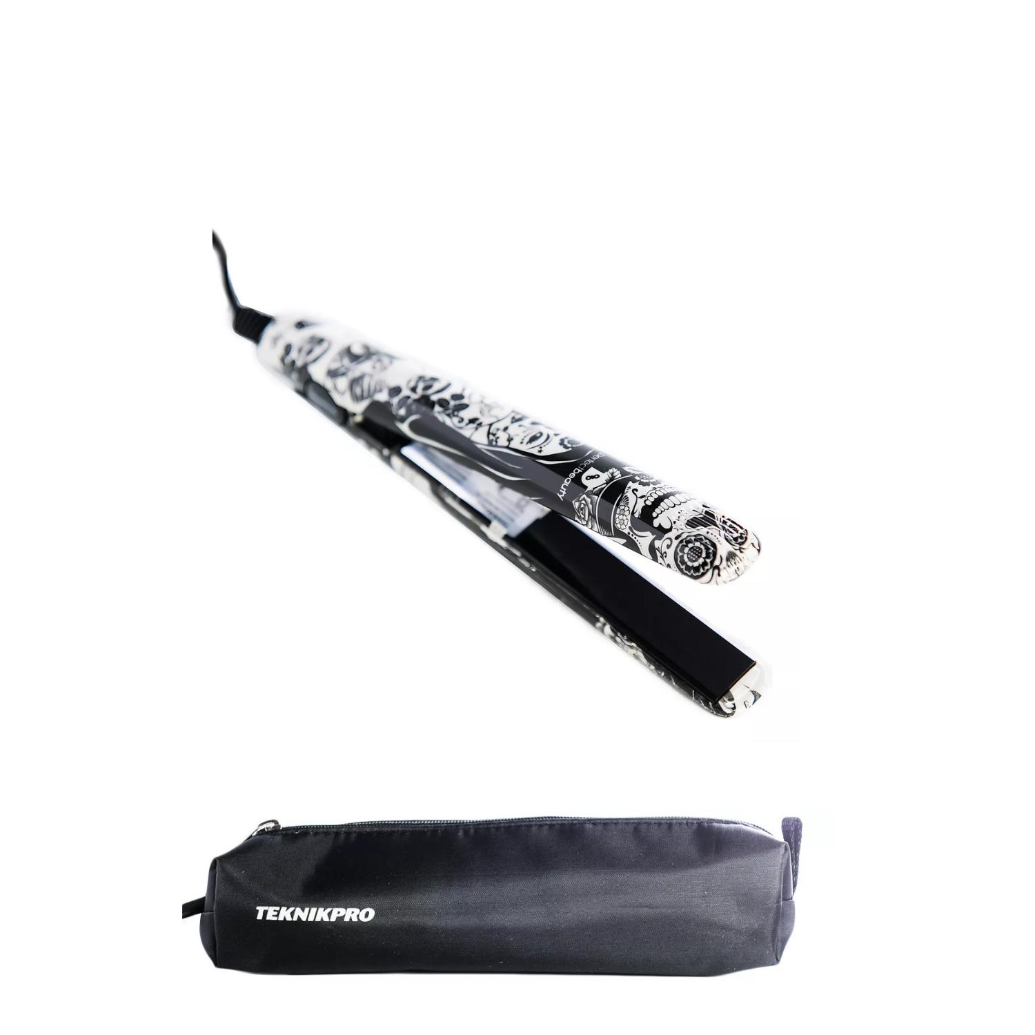 PLANCHA ALISADORA DE VIAJE TEKNIKPRO MINI TATOO 17 CM +BOLSO - BLANCO - 3