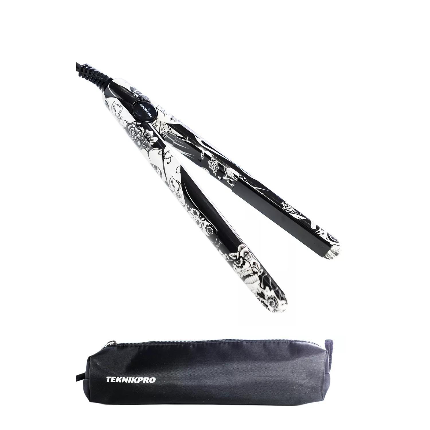 PLANCHA ALISADORA DE VIAJE TEKNIKPRO MINI TATOO 17 CM +BOLSO - BLANCO - 4