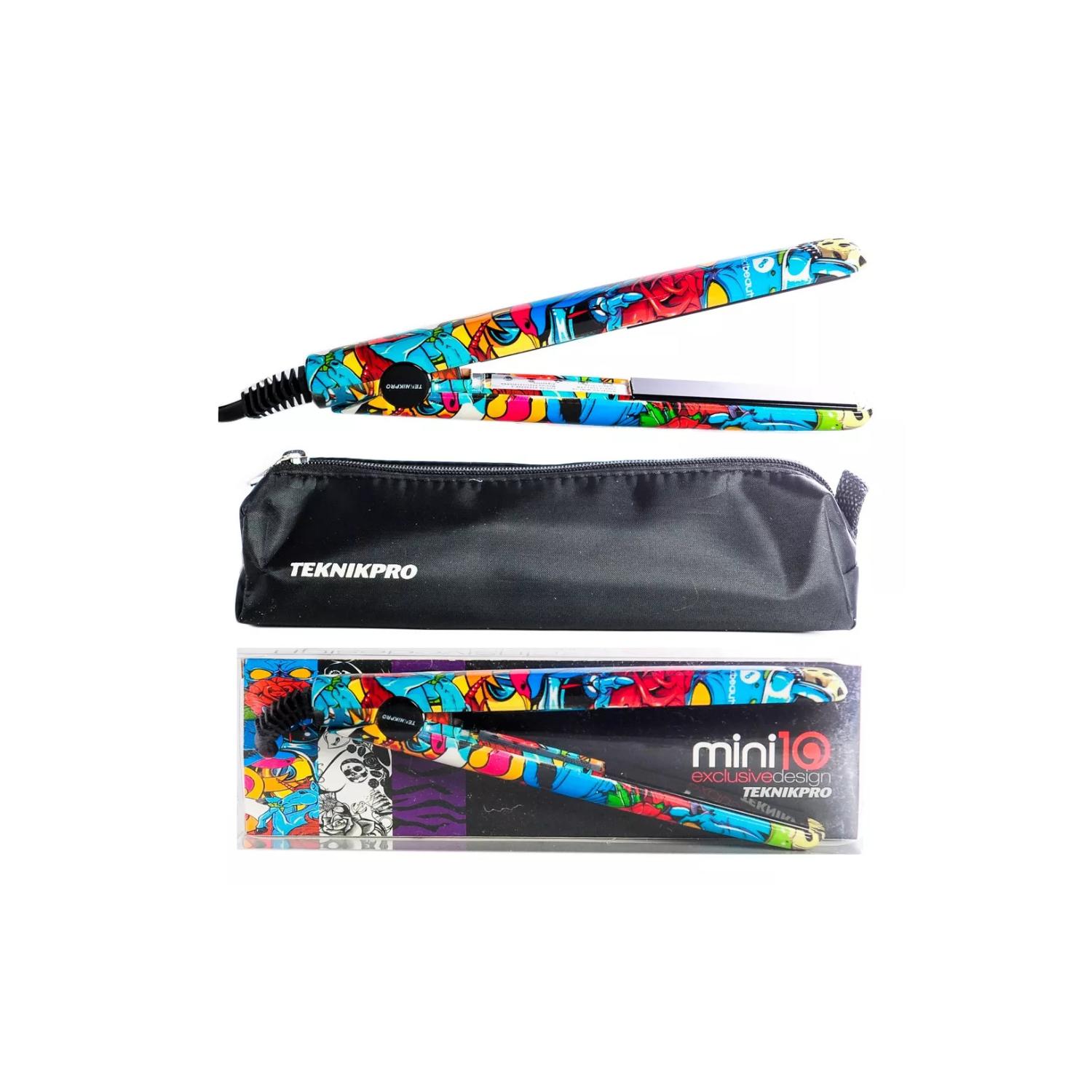 PLANCHA ALISADORA DE VIAJE TEKNIKPRO MINI TATOO 17 CM +BOLSO - BLANCO - 5