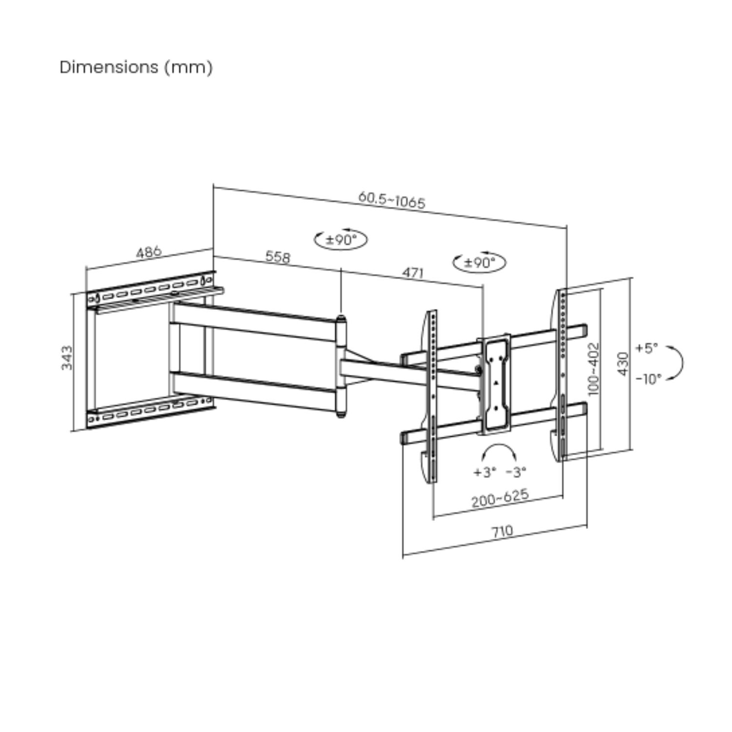 SOPORTE DE TV CON BRAZO EXTRA LARGO DE 1MTR 43'-80' 50KG - 5