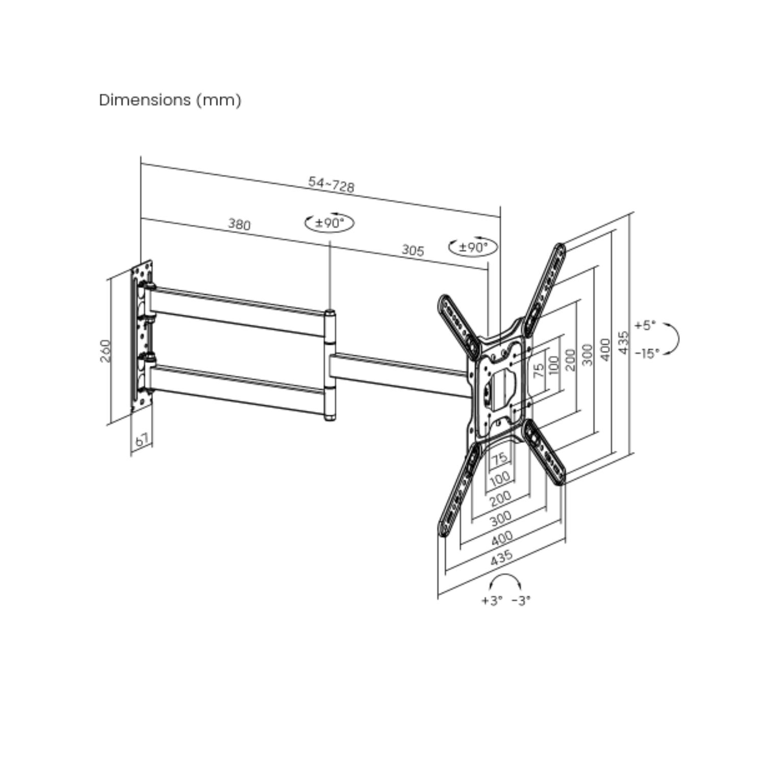 SOPORTE TV CON BRAZO EXTRA LARGO 23'-65' HASTA 35 KG - 4