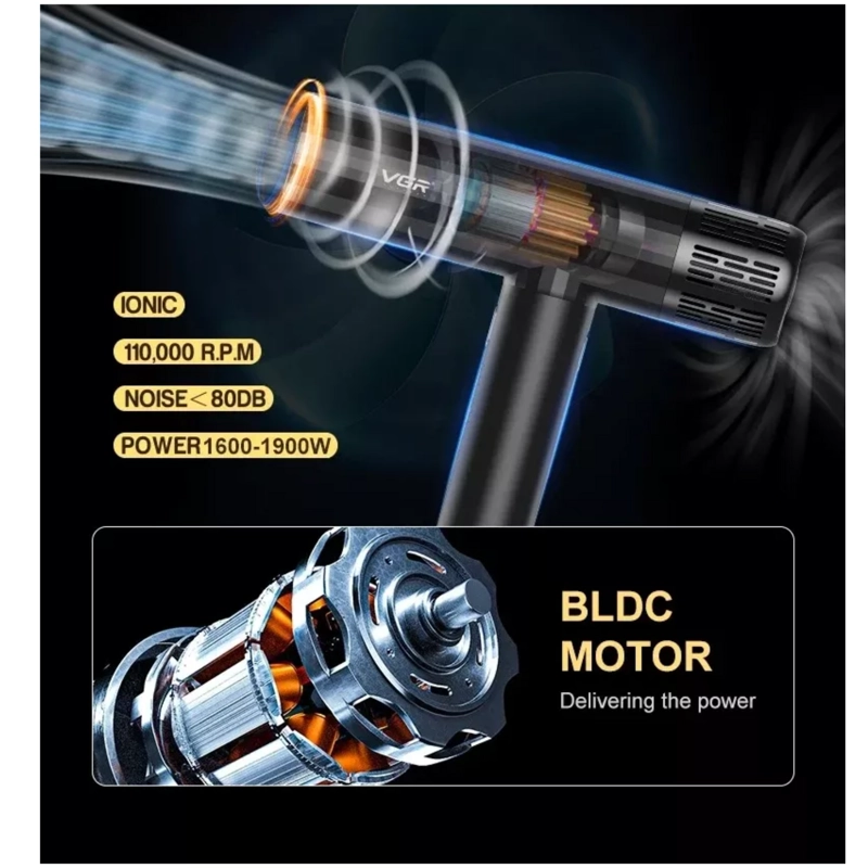 SECADOR DE PELO VGR PROF. V-427 ALTO RENDIMIENTO 11000 RPM - 8