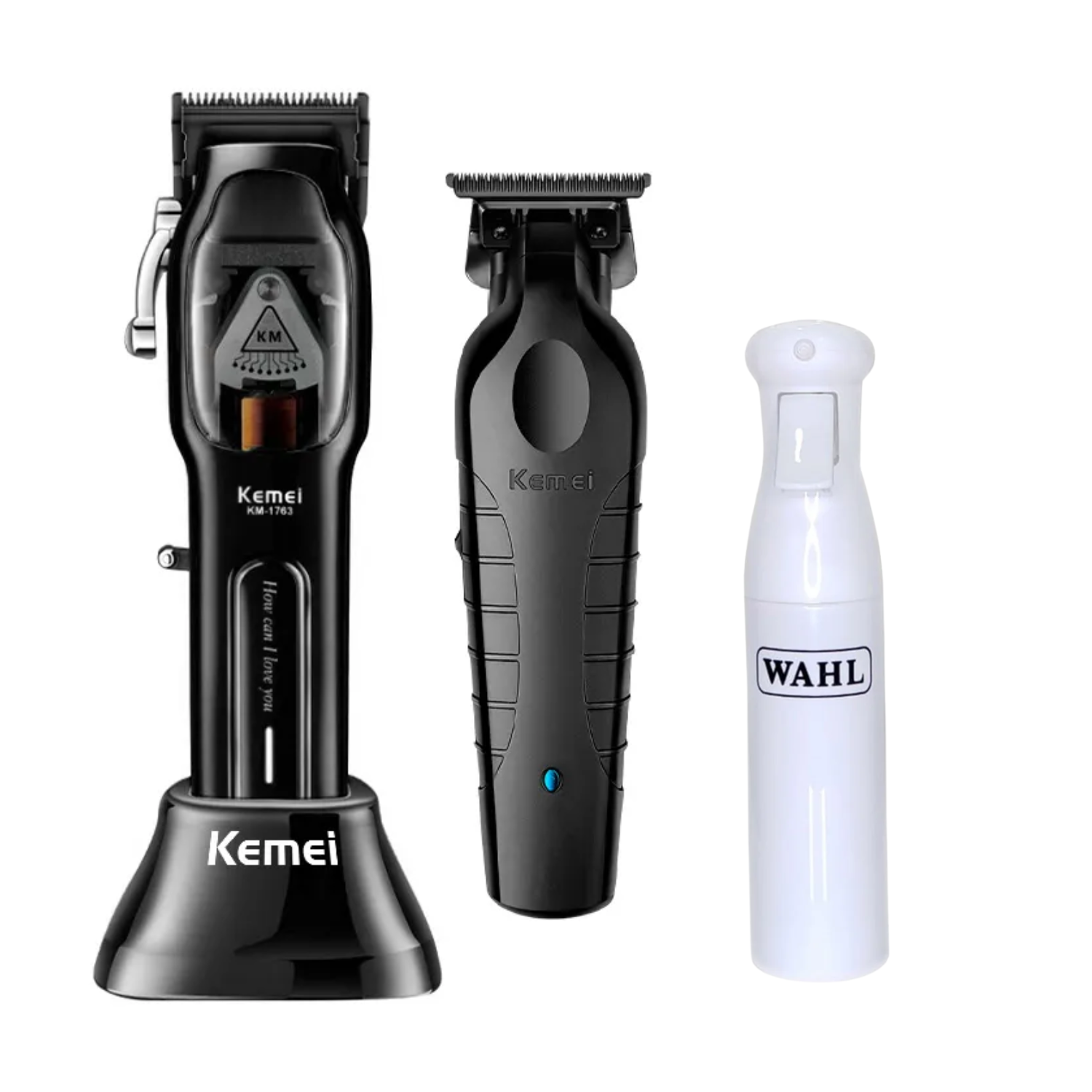 KEMEI BARBER COMBO CLIPPER KM-1763 BLACK + TRIMMER KM-2299 - 1