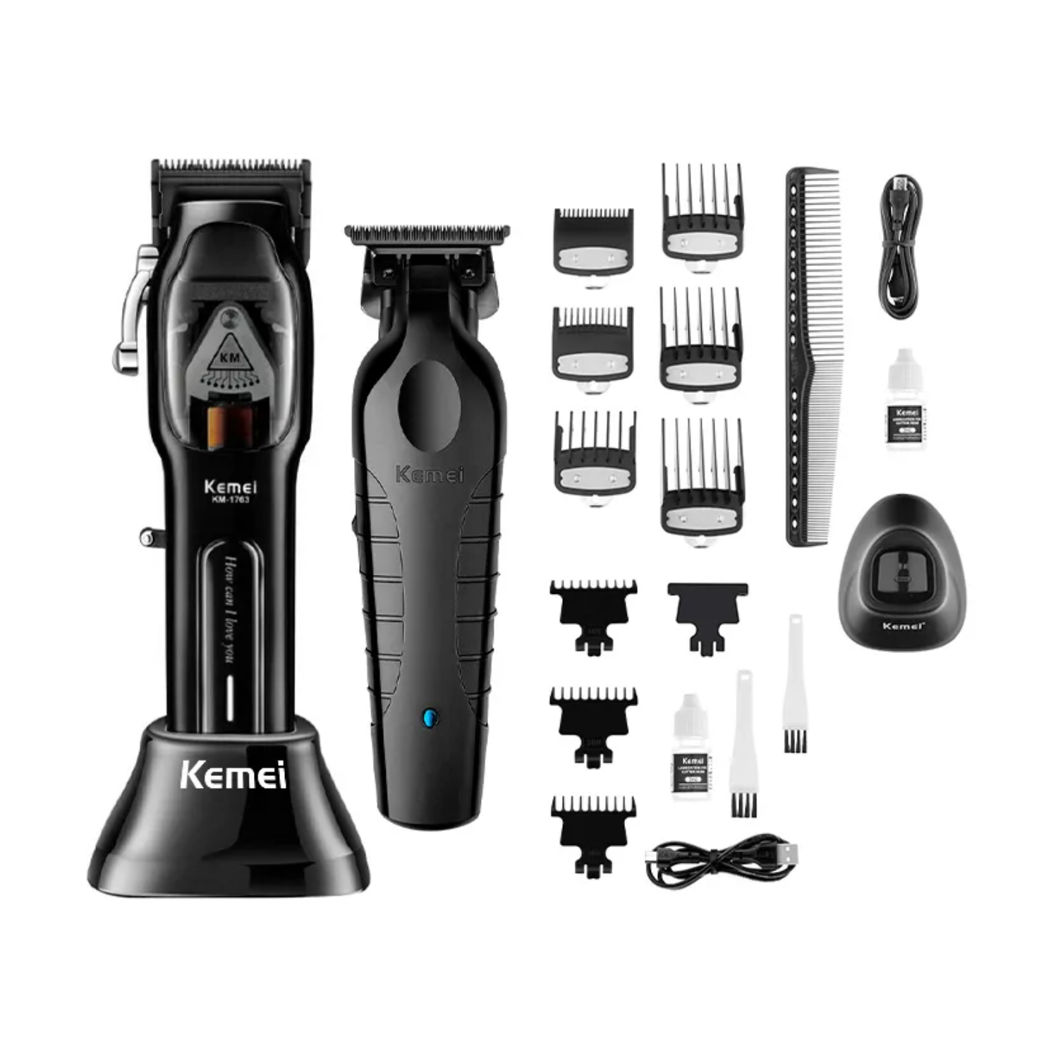 KEMEI BARBER COMBO CLIPPER KM-1763 BLACK + TRIMMER KM-2299 - 3