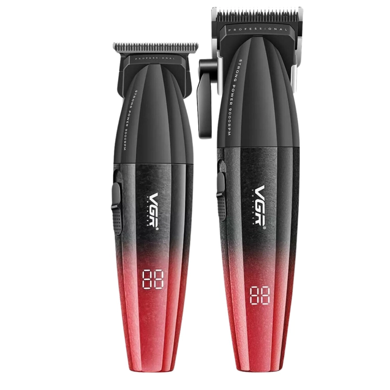 BARBER COMBO VGR PROFESIONAL V640 CLIPPER Y TRIMMER 9000RPM EN COLOR ROJO - 3