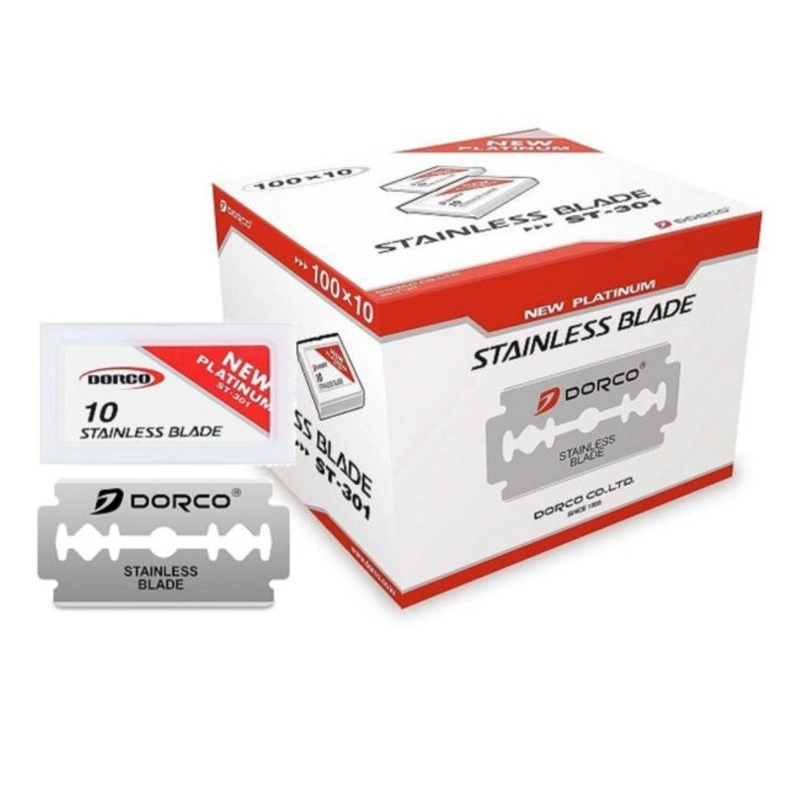 NAVAJA DORCO EN COLOR ROJO PARA AFEITAR DOBLE FILO 1000PZ ST301 - 2