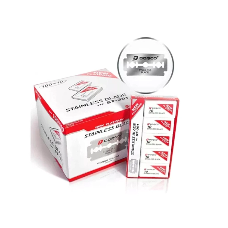 NAVAJA DORCO EN COLOR ROJO PARA AFEITAR DOBLE FILO 1000PZ ST301 - 3