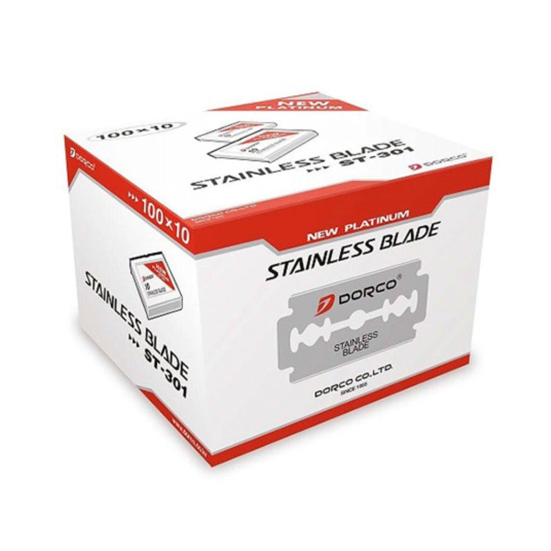 NAVAJA DORCO EN COLOR ROJO PARA AFEITAR DOBLE FILO 1000PZ ST301 - 4