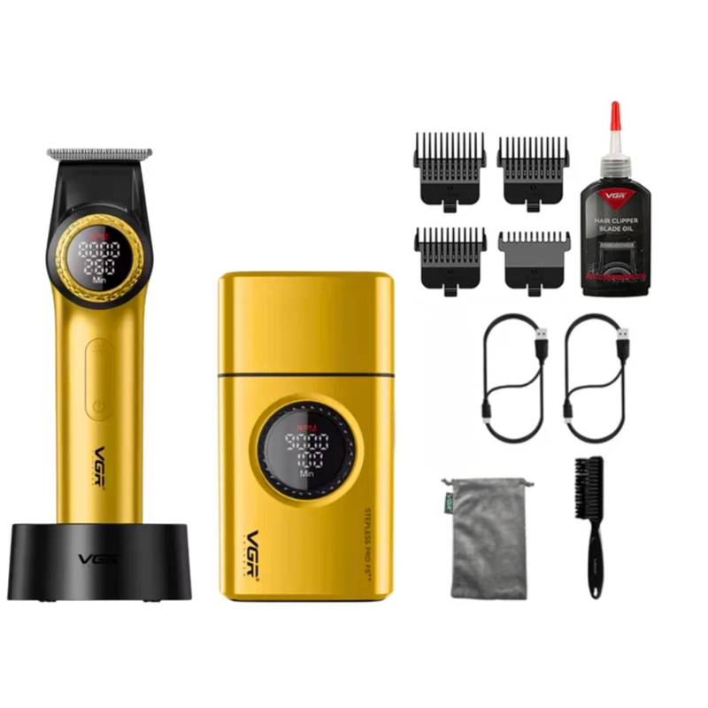 BARBER COMBO VGR PRO PATILERA V-977 + AFEITADORA V-377 DORADO - 3