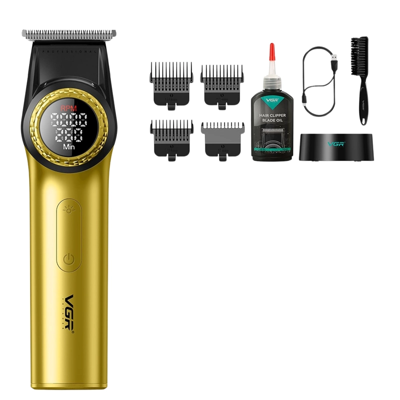 BARBER COMBO VGR PRO PATILERA V-977 + AFEITADORA V-377 DORADO - 4