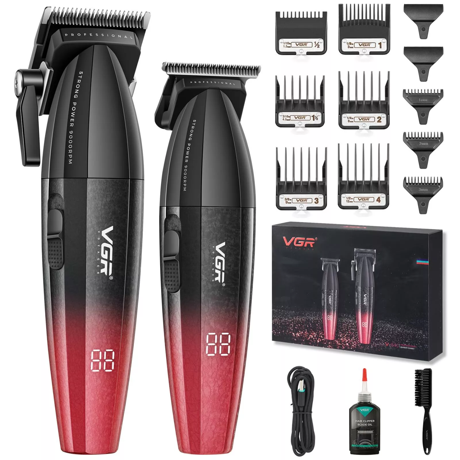 BARBER COMBO VGR V640 CORTAPELO,PATILLERA Y AFEITADORA 9000RPM - 6