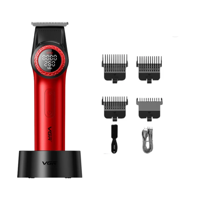 BARBER COMBO VGR PRO PATILERA V-977 + AFEITADORA V-377 ROJO - 4