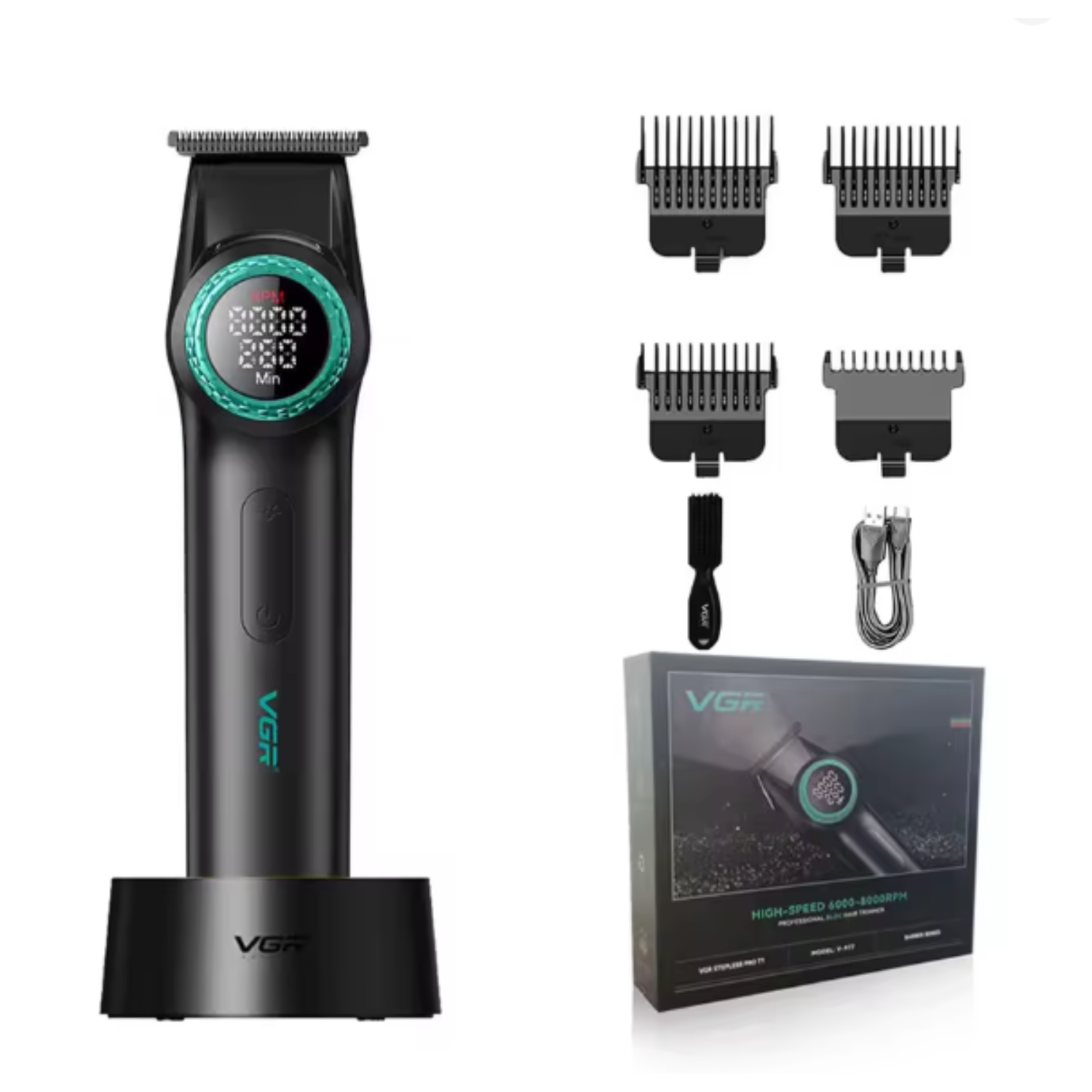BARBER COMBO VGR PRO PATILERA V-977 + AFEITADORA V-377 NEGRO - 3