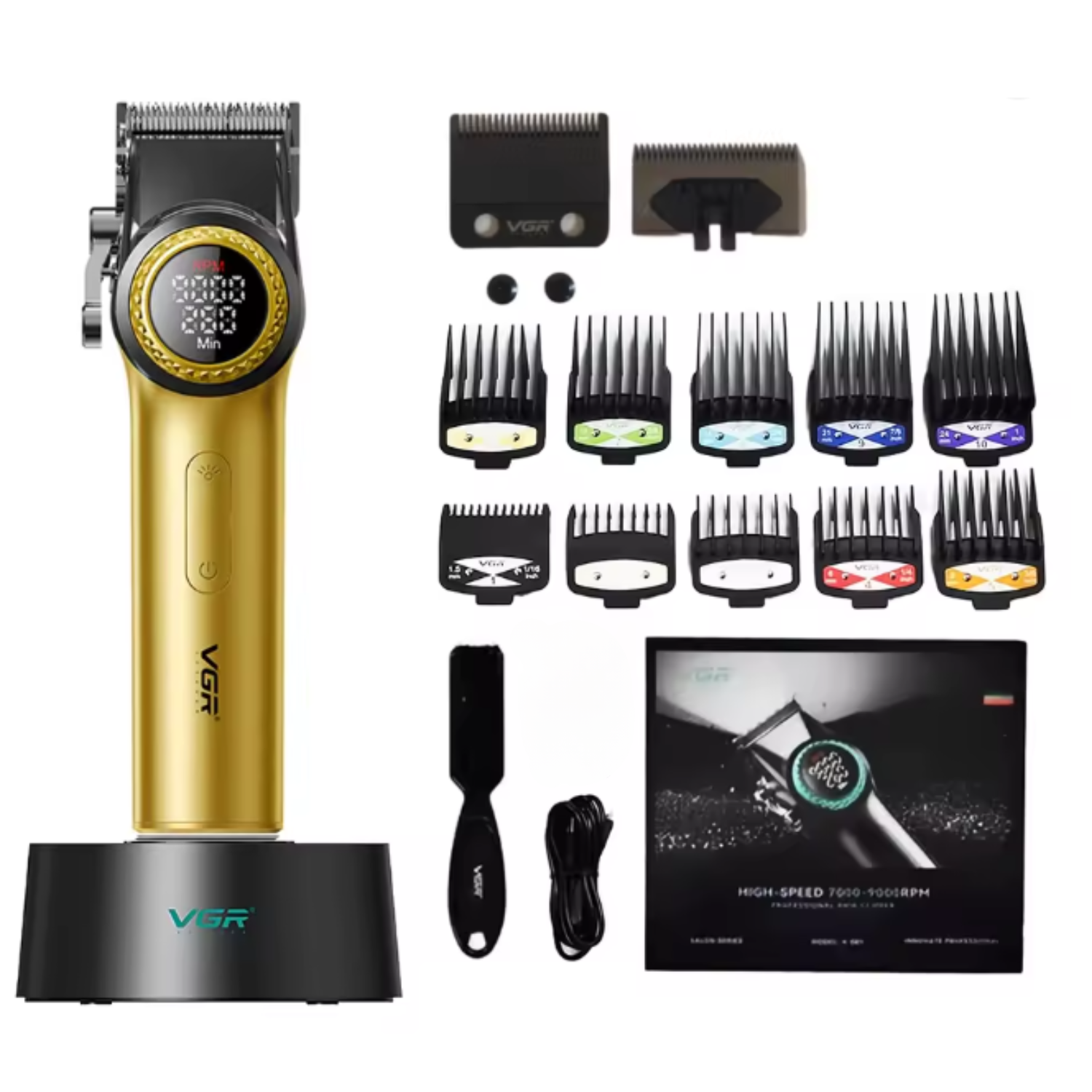 BARBER COMBO DORADO VGR PRO. CORTAPELO V-001 + PATILLERA V-977 - 4