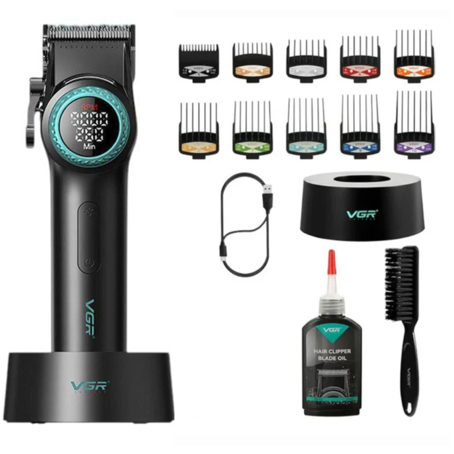 BARBER COMBO EN COLOR NEGRO VGR PRO. CORTAPELO V-001 + PATILLERA V-977 - 4