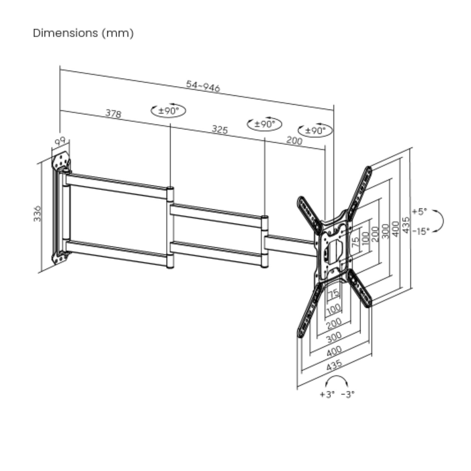 SOPORTE DE TV BRAZO EXTRALARGO PARA PANTALLA DE 23'-65' 35KG - 6