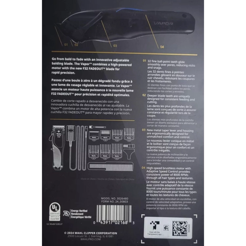 MAQUINA WAHL CORTAPELO VAPOR INALAMBRICO CORDLESS 5 STAR. - 8