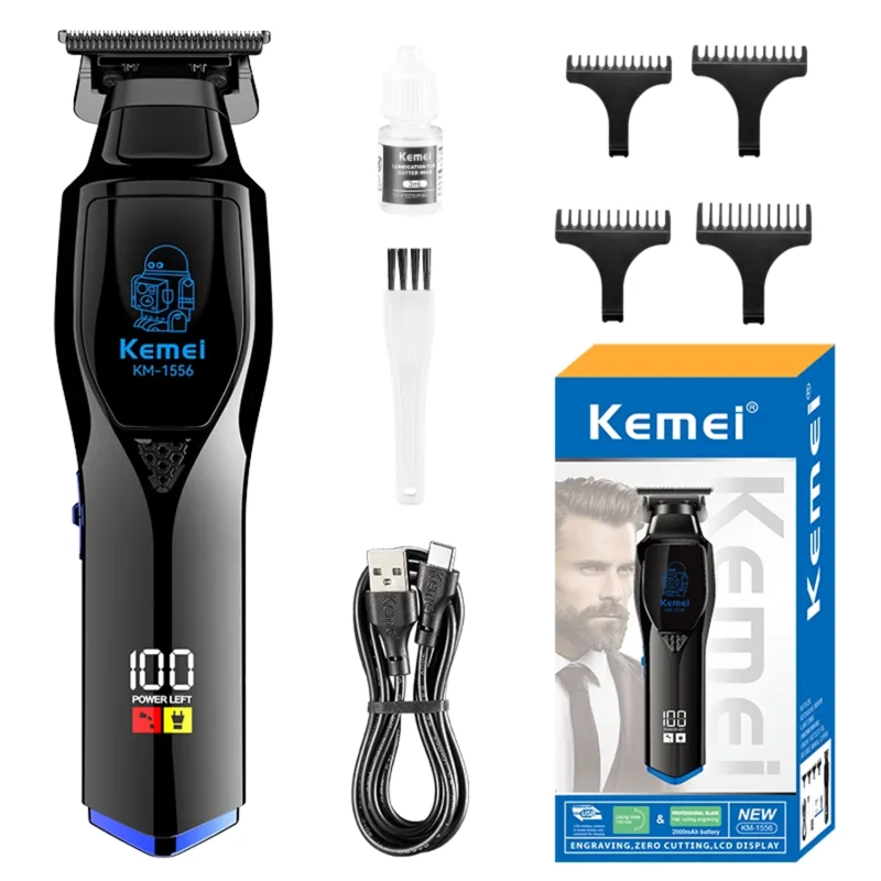 MAQUINA PATILLERA TRIMMER RECARGABLE KEMEI KM-1556 DIGITAL - 3