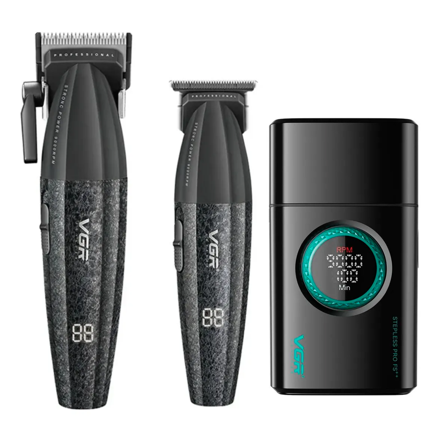 GENÉRICO BARBER COMBO VGR V640 CORTAPELO,PATILLERA Y AFEITADORA EN COLOR NEGRO