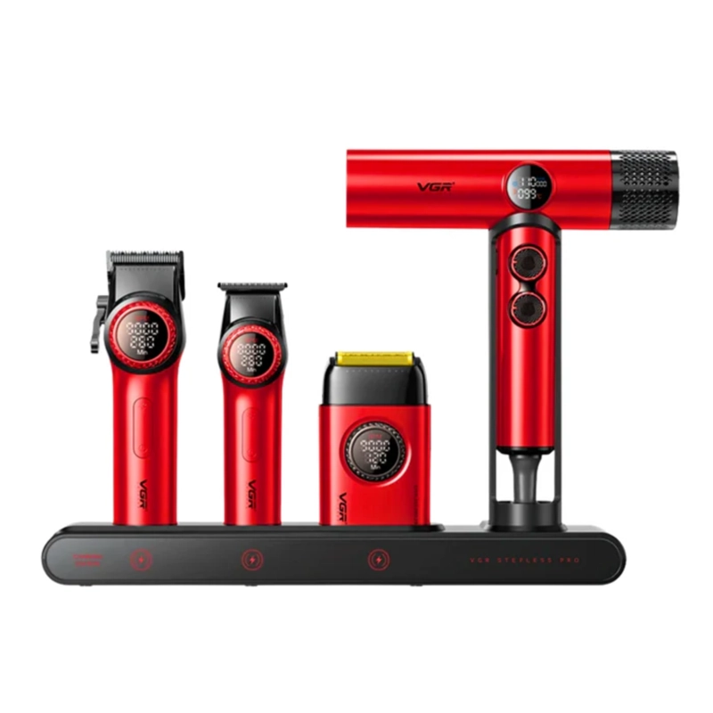 KIT PREMIUM BARBERIA MALETIN CLIPPER TRIMMER SHAVER SECADOR V-001 - 1