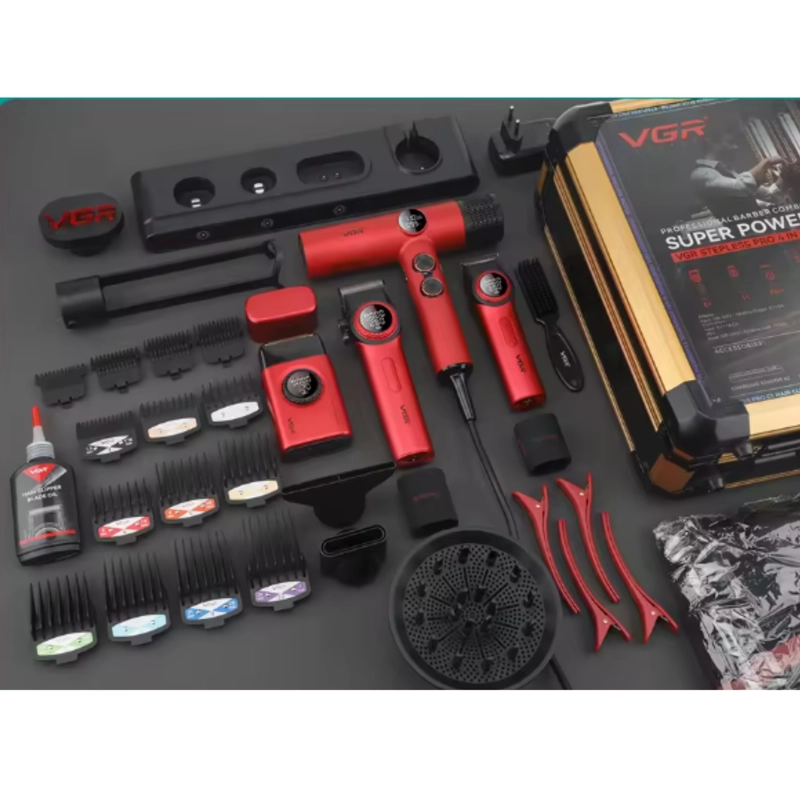KIT PREMIUM BARBERIA MALETIN CLIPPER TRIMMER SHAVER SECADOR V-001 - 10