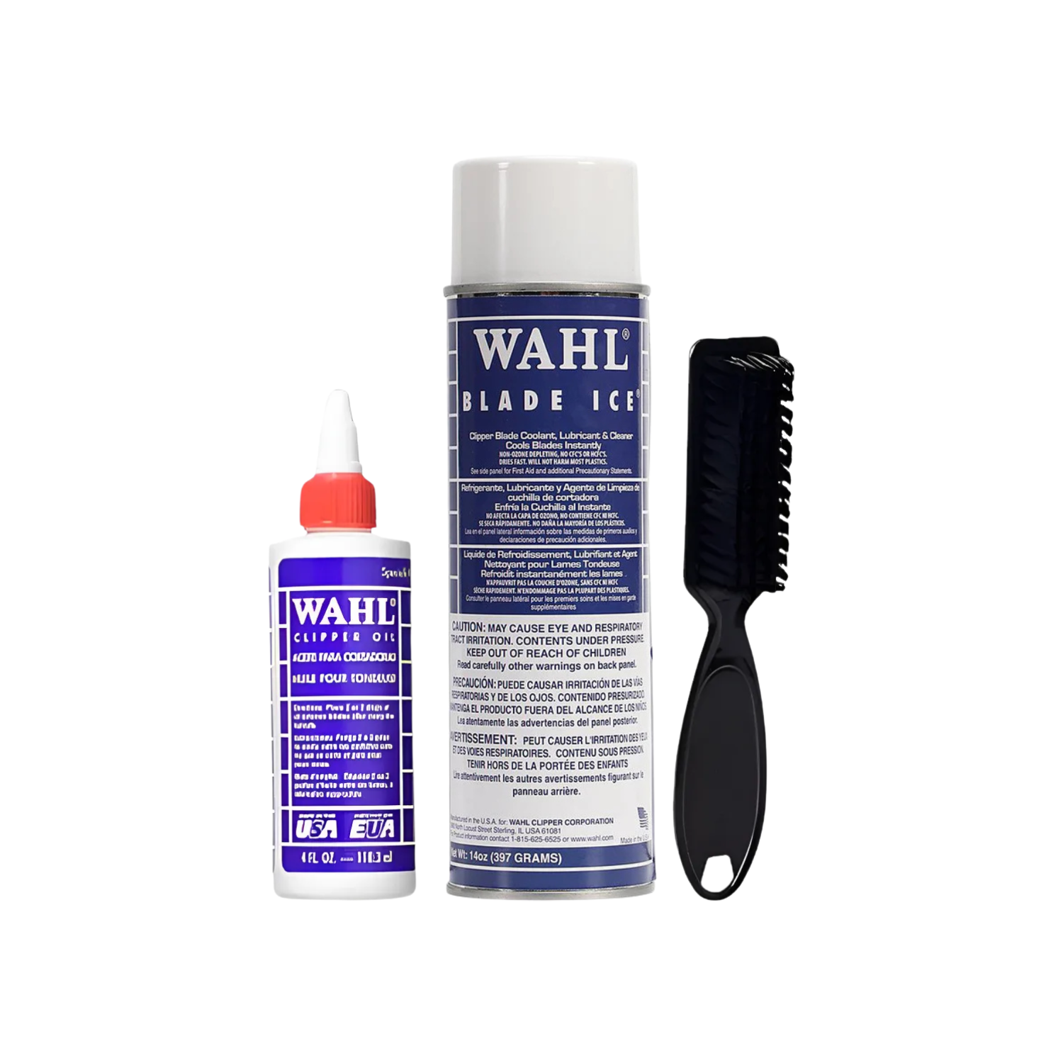WAHL PACK LIMPIEZA MAQUINA SPRAY ENFRIADOR + ACEITE + CEPILLO FADE - 1