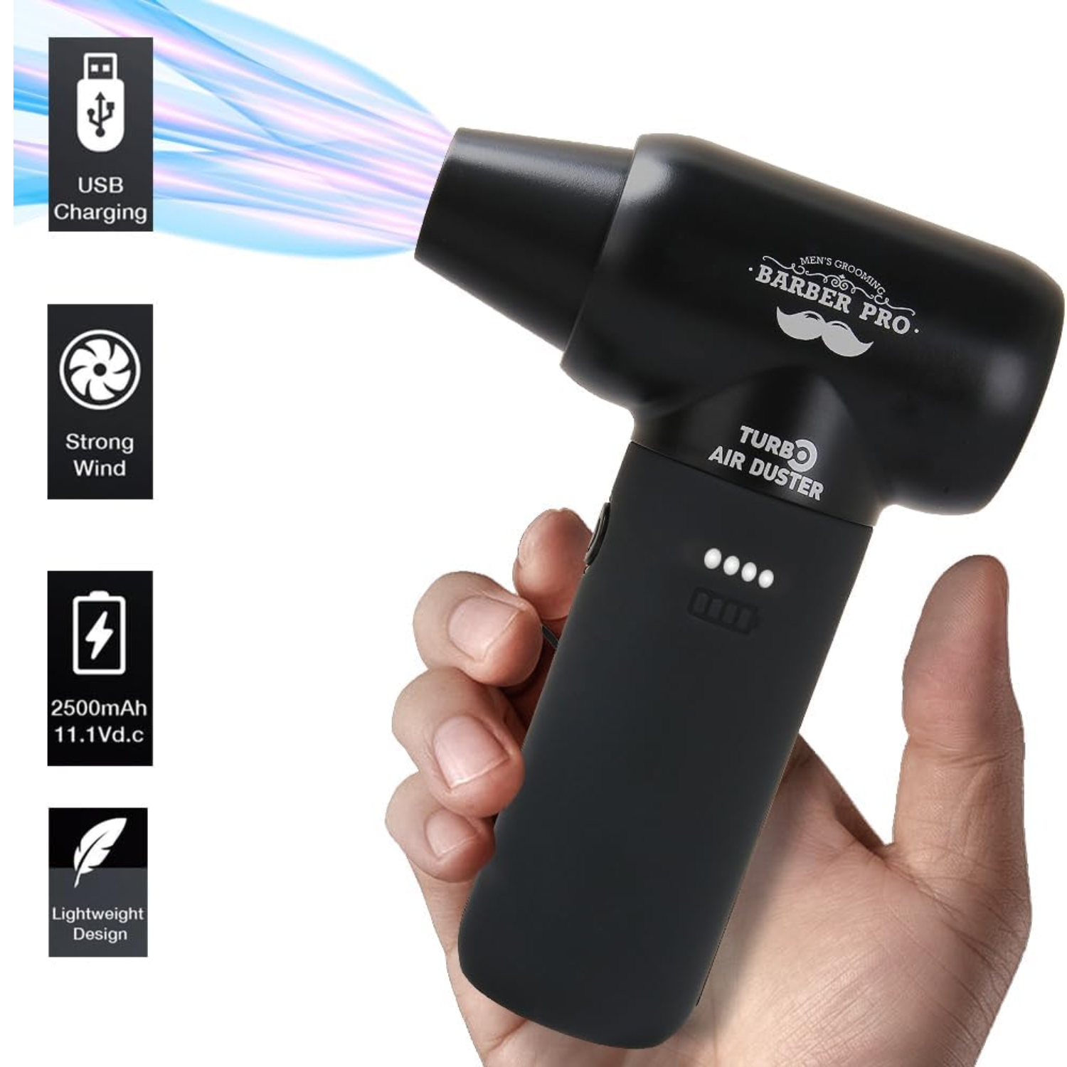 SOPLADOR ELE CTRICO INALAMBRICO 120000RPM CON BOQUILLAS NEGRO - 2
