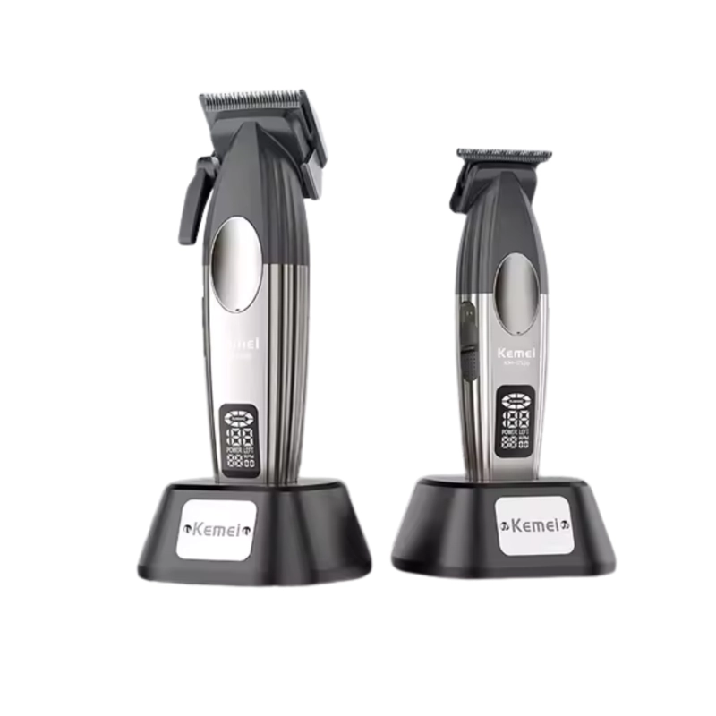 BARBER COMBO KEMEI CORTADORA Y PATILLERA CON BASE 9000 RPM - 7