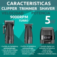 VGR BARBER COMBO V-640S3 CORTADORA, PATILLERA Y AFEITADORA - 2
