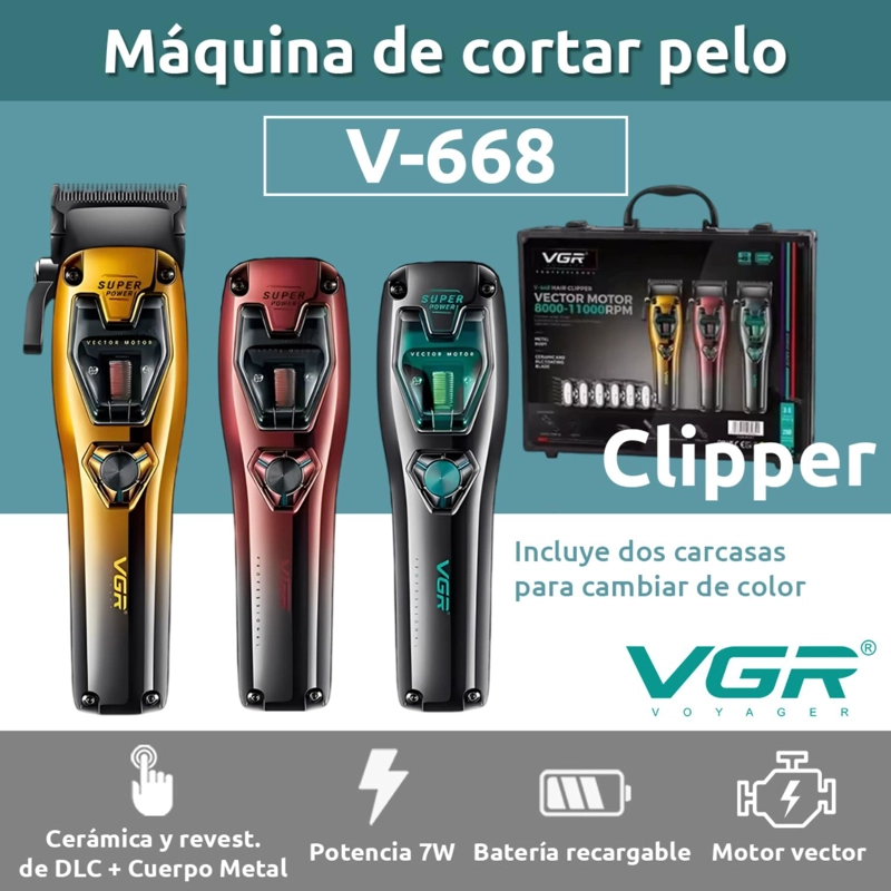 MAQUINA DE CORTAR PELO VGR V-668 INALAMBRICA MOTOR VECTOR - 3