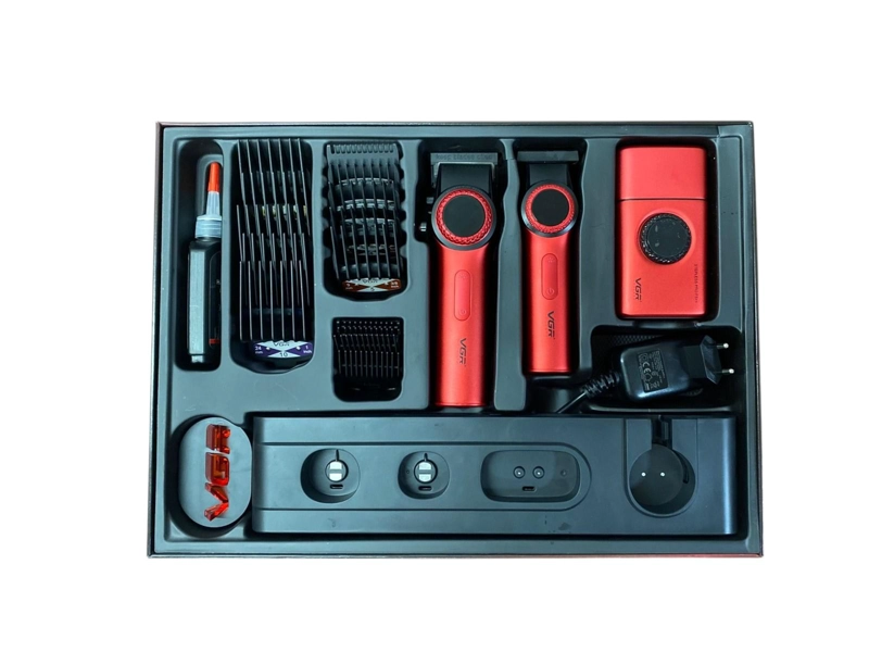 BARBER COMBO VGR CORTAPELO, PATILLERA Y AFEITADORA ROJO STEPLESS 3 - 3