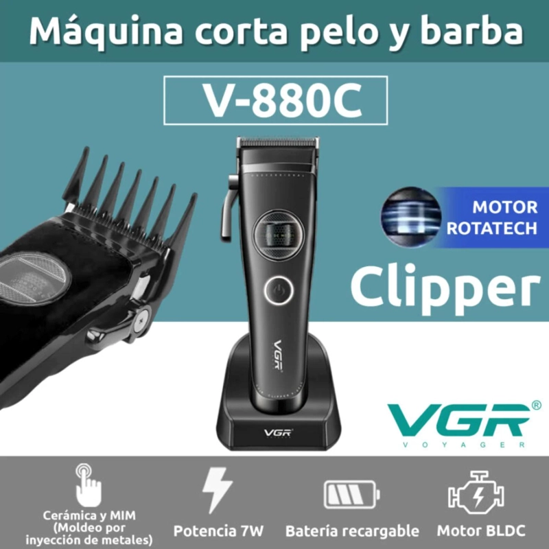 MAQUINA CORTAR PELO VGR880C CERAMICA MOTOR ROTATECH NEGRO - 7