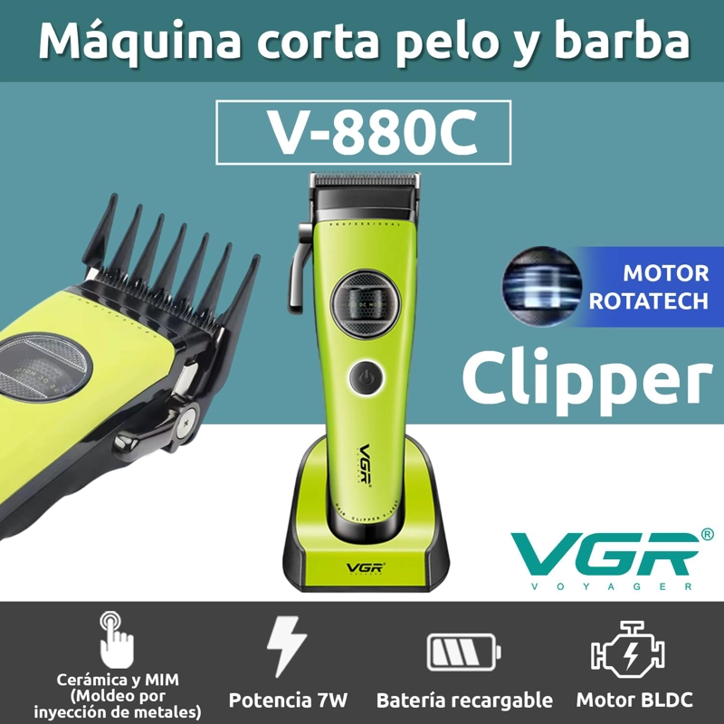 MAQUINA CORTAR PELO VGR880C CERAMICA MOTOR ROTATECH VERDE - 4