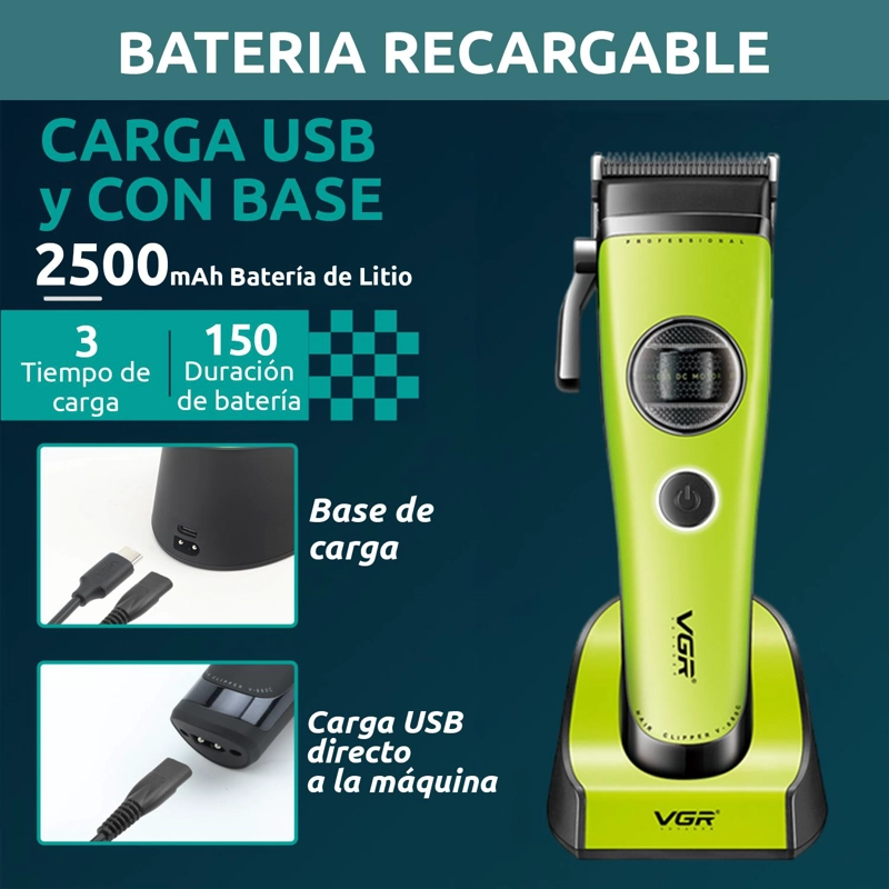 MAQUINA CORTAR PELO VGR880C CERAMICA MOTOR ROTATECH VERDE - 6