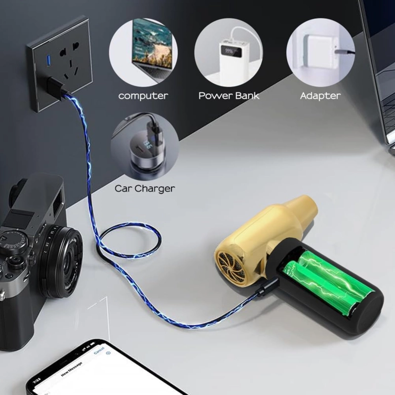 SOPLADOR ELE CTRICO INALAMBRICO 120000RPM CON BOQUILLAS DORADO - 5