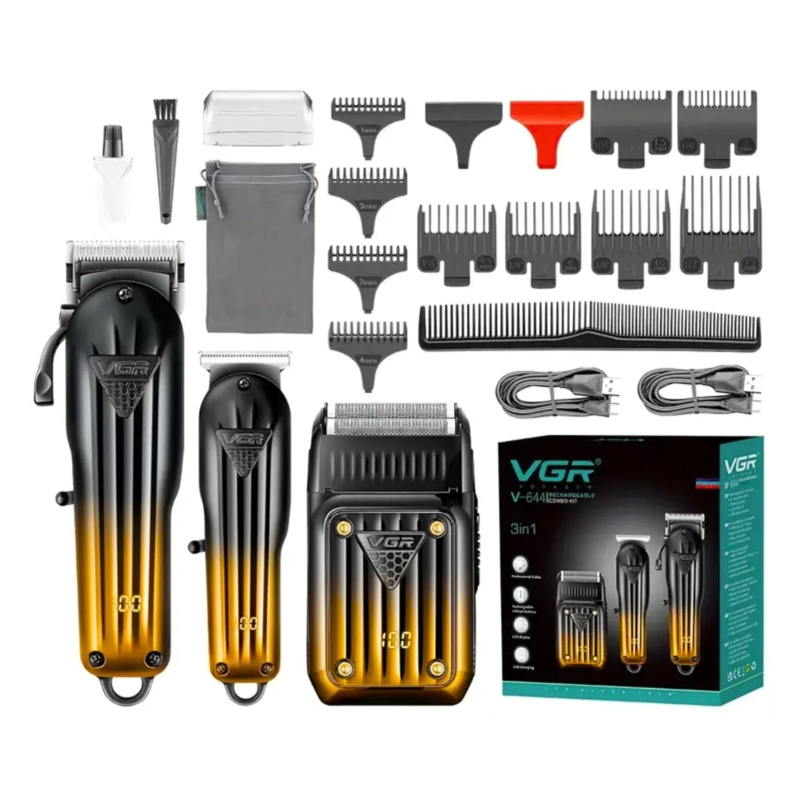 BARBER COMBO VGR PROFESIONAL V644 CLIPPER + TRIMMER + SHAVER - 2