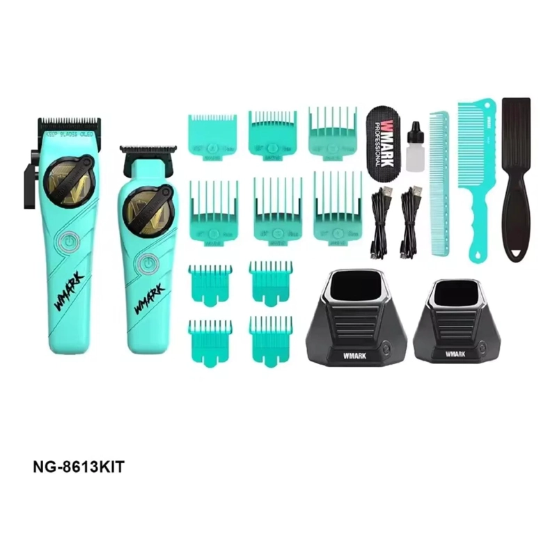 KIT COMBO CORTADORA DE PELO + TRIMMER WMARK NG8613 CELESTE - 3