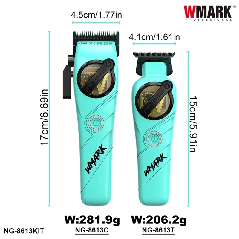 KIT COMBO CORTADORA DE PELO + TRIMMER WMARK NG8613 CELESTE - 4