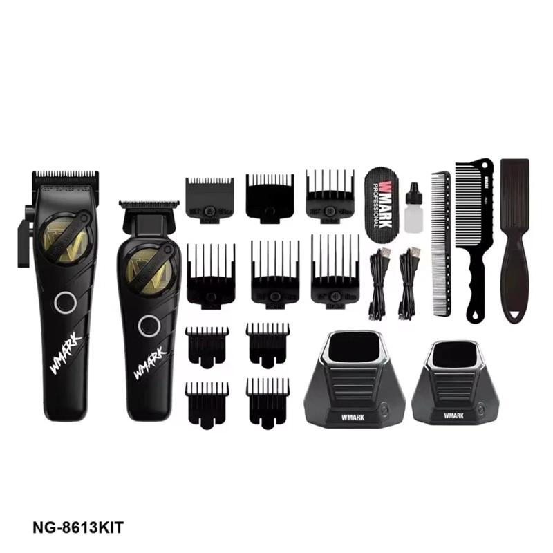 KIT CORTADORA DE PELO + TRIMMER DETAILER WMARK NG-8613 NEGRO - 3